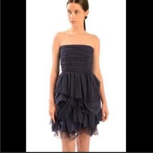 Alice + Olivia Cleo Strapless Navy Blue Tulle Dress 4